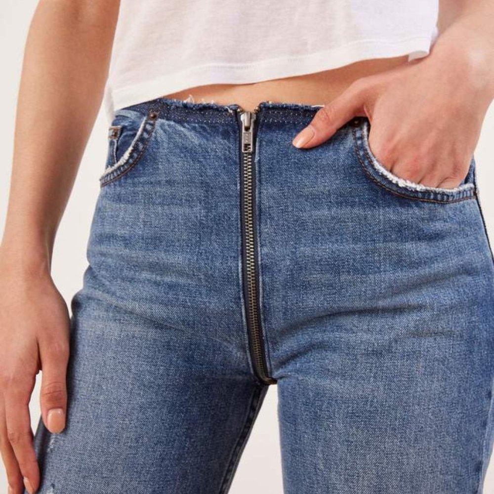Reformation Blue Zip Jeans